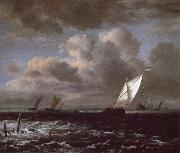 Jacob van Ruisdael Sailing vessels in a Fresh Breeze oil painting
